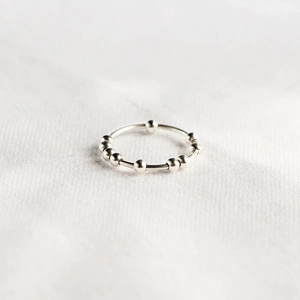 S925 Sterling Silver Anxiety Ring For Women Rotating Beads Fidget Ring Stress Relief Spinner Ring Minimalist Jewelry Gift