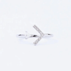 S925 Sterling Silver Arrow Triangle Open Ring For Women Adjustable Minimalist Geometric Rhinestone Finger Ring Fashion Jewelry Gift