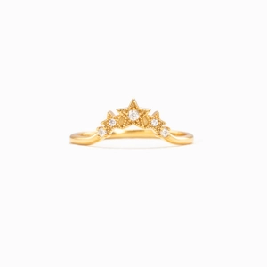 S925 Sterling Silver Star Crown Ring For Women V-Shaped Band With Zirconia Sparkling Gold Platinum Plated Elegant Jewelry Gift