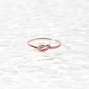 Minimalist 925 Sterling Silver Knot Ring Rose Gold Plated Pink Rhinestone Inlaid Fashion Jewelry Finger Ring For Women