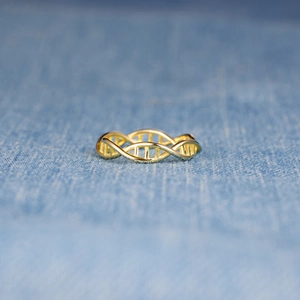 S925 Sterling Silver DNA Double Helix Ring For Women Gold Plated Geometric Finger Ring Minimalist Science Jewelry Gift