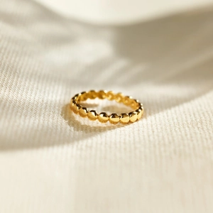 Bague Perlée en Argent Sterling 925 pour Femme Simple Minimaliste Géométrique Boule Ronde Bague de Doigt Or Argent Bijoux Cadeau