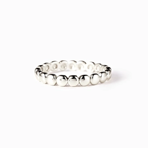 Bague perlée minimaliste en argent sterling S925 avec finition miroir polie