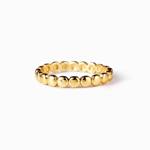 Bague à billes dorée en argent sterling s925 avec un design géométrique moderne