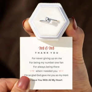 Exquisite S925 sterling silver double heart bypass ring in a white velvet jewelry gift box