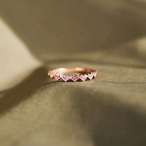 925 Sterling Silver Heart Zirconia Ring For Women Minimalist Rose Gold Plated Geometric Pink Zirconia Finger Ring Fashion Jewelry Gift