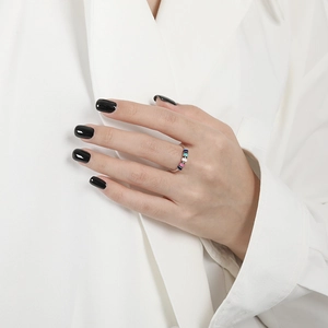 Minimalist s925 silver anxiety ring for women with colorful rotating enamel beads on finger