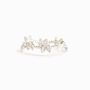Bague papillon en argent sterling S925 avec zircons cubiques et anneau torsadé chic