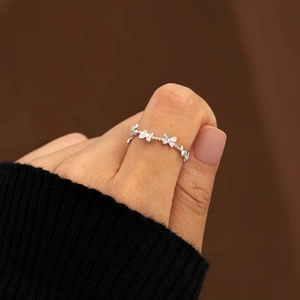 Bague papillon élégante en argent sterling S925 avec zircons scintillants pour femme