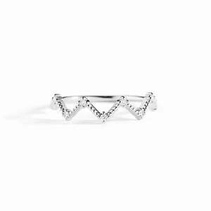 Elegant S925 sterling silver heartbeat ring with sparkling V-shape diamond accents