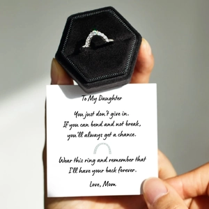 Detail of S925 sterling silver V-shape zircon ring with elegant jewelry gift box and card
