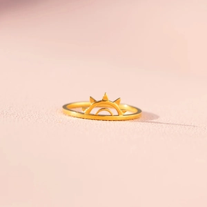 925 Sterlingsilber Sonnenring Für Damen Minimalistisch Vergoldet Sonnenaufgang Geometrischer Fingerring Mode Schmuck Geschenk