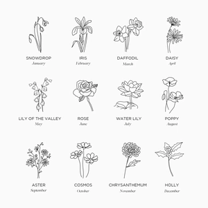 S925 sterling silver birth month flower rings collection with twelve floral designs