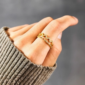 Bagues empilables en argent S925 avec zircons colorés et design ondulé pour femme
