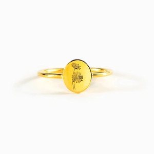 Minimalist S925 sterling silver gold daisy flower engraved open ring for women