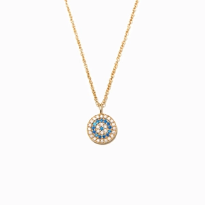 Collier minimaliste en argent S925 avec pendentif œil maléfique en zircons bleus