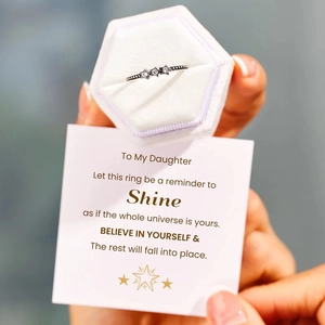 Bague étoile en argent 925 avec zircons et carte de message inspirante en coffret