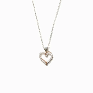 925 Sterling Silver Heart Pendant Necklace White Gold Plated Rhinestone Inlaid Clavicle Chain Jewelry For Women Fashion Gift