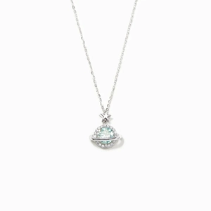 S925 sterling silver planet necklace featuring a light blue gemstone and star charm