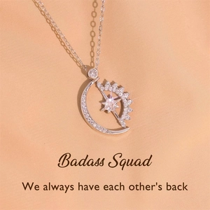925 Sterling Silver Star Moon Pendant Necklace For Women Zirconia Inlaid Minimalist Dainty Clavicle Chain Jewelry Gift
