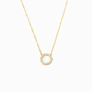 Collana in argento S925 dorato con pendente circolare impreziosito da zirconi pavé