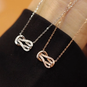 Collier Pendentif Nœud de l'Infini en Argent Sterling 925 pour Femme Chaîne de Clavicule Minimaliste avec Zircone Bijoux Mode