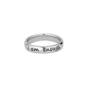 925 Sterling Silver I Am Enough Engraved Ring For Women Minimalist Inspirational Statement Band Ring Fashion Jewelry Gift