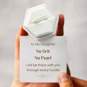 Double-layered S925 silver ring with pearls and zircons in a velvet gift box