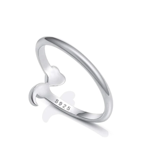 Polierter S925 Sterlingsilber Semikolon Ring für Damen mit minimalistischem Design
