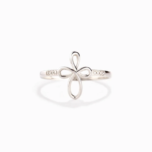 925 Argento Sterling Infinito Croce Zirconia Anello per Donna Semplice Moda Geometrico Anello al Dito Gioielli