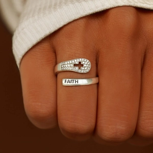 S925 sterling silver faith cross ring with zircon accents for a minimalist look