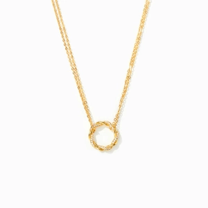 Minimalist gold S925 sterling silver twisted circle necklace with shimmering pavé zircon