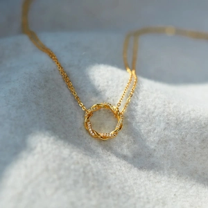 925 Sterling Silver Twisted Zirconia Necklace For Women Gold Plated Geometric Pave Necklace Fashion Jewelry Party Gift