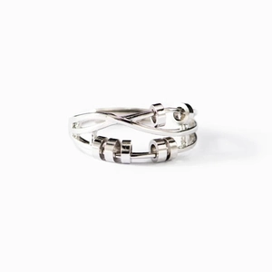 S925 Sterling Silver Anxiety Fidget Ring For Women Minimalist Adjustable Moving Beads Stress Relief Open Finger Ring Jewelry