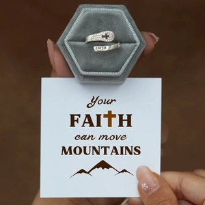 S925 sterling silver cross ring with zircons and faith engraving in a velvet box