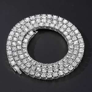 Collier Chaîne Tennis Hip Hop 4mm Strass Carrés Pour Hommes Femmes Bijoux En Alliage Iced Out Bling Plaqué Or Argent Cadeau Mode