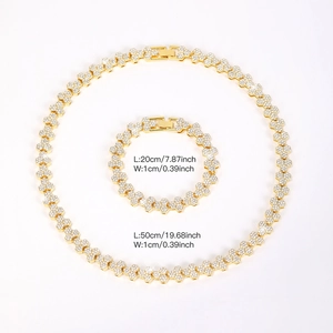 Conjunto de cadena de panal chapado en oro con collar y pulsera para estilo hip hop