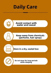 Infographic showing jewelry care guide for CEO crown necklace with maintenance tips