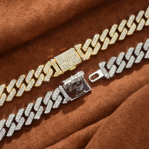 12mm Panzerketten in Gold und Silber mit glitzerndem Strassbesatz für Herren und Damen