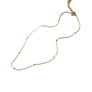 Minimalist 18K gold plated titanium steel snake chain necklace with small beads