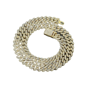 12mm goldene Panzerkette mit glitzernden Strasssteinen und sicherem Pflaster-Verschluss