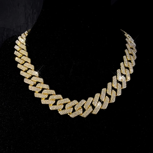 Bijoux Chaîne Maille Cubaine Iced Out Hip Hop Alliage Pavé Strass Large Collier Punk Rock Pour Hommes Bijoux Personnalisés