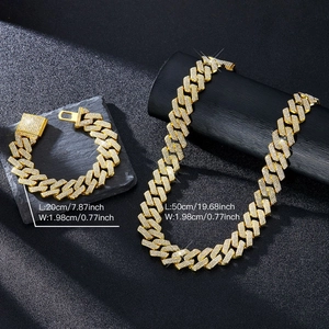 Spécifications de taille pour l'ensemble collier et bracelet chaîne cubaine de 20mm