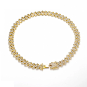 Iced out gouden Cubaanse ketting met geometrische diamantgesp in hiphopstijl