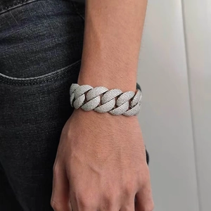 Iced out 22mm Cuban link bracelet with sparkling cubic zirconia in hip hop style
