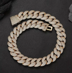 22mm Cuban link chain with gold finish and iced-out pave cubic zirconia stones