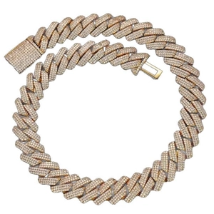 Chaîne cubaine 25mm trois rangées de diamants en or rose pour un style hip hop de luxe