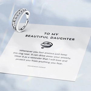 S925 sterling silver anti-anxiety spinning bead ring for women with gift message card