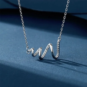 S925 Sterling Silver Wave Spiral Pendant Necklace For Women Elegant Minimalist Pave Rhinestone Clavicle Chain Jewelry Gift