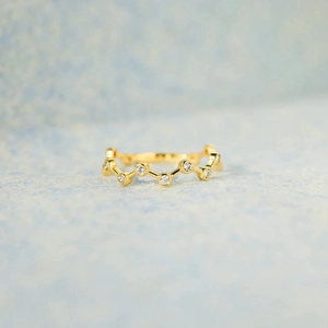 Bague Vague en Argent Sterling 925 Minimaliste Incrustée de Zirconia Plaqué Or Zigzag Géométrique Bijoux Cadeau pour Femme